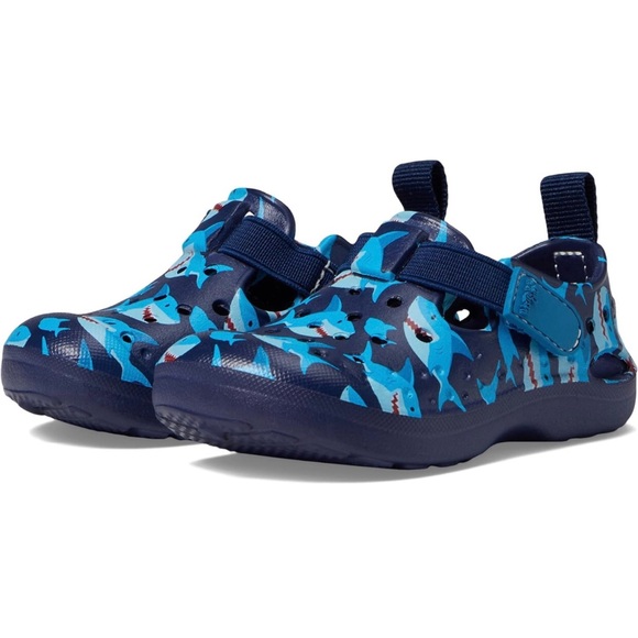 Western Chief Quest Pop Heart Clog Sandal Slip On Sz 1 Toddler Blue Sharks - Picture 2 of 9